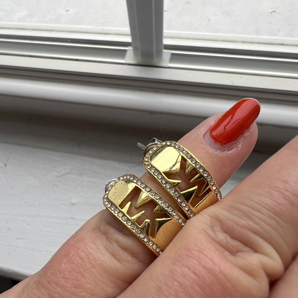 Michael Kors Gold and Silver Logo Earrings